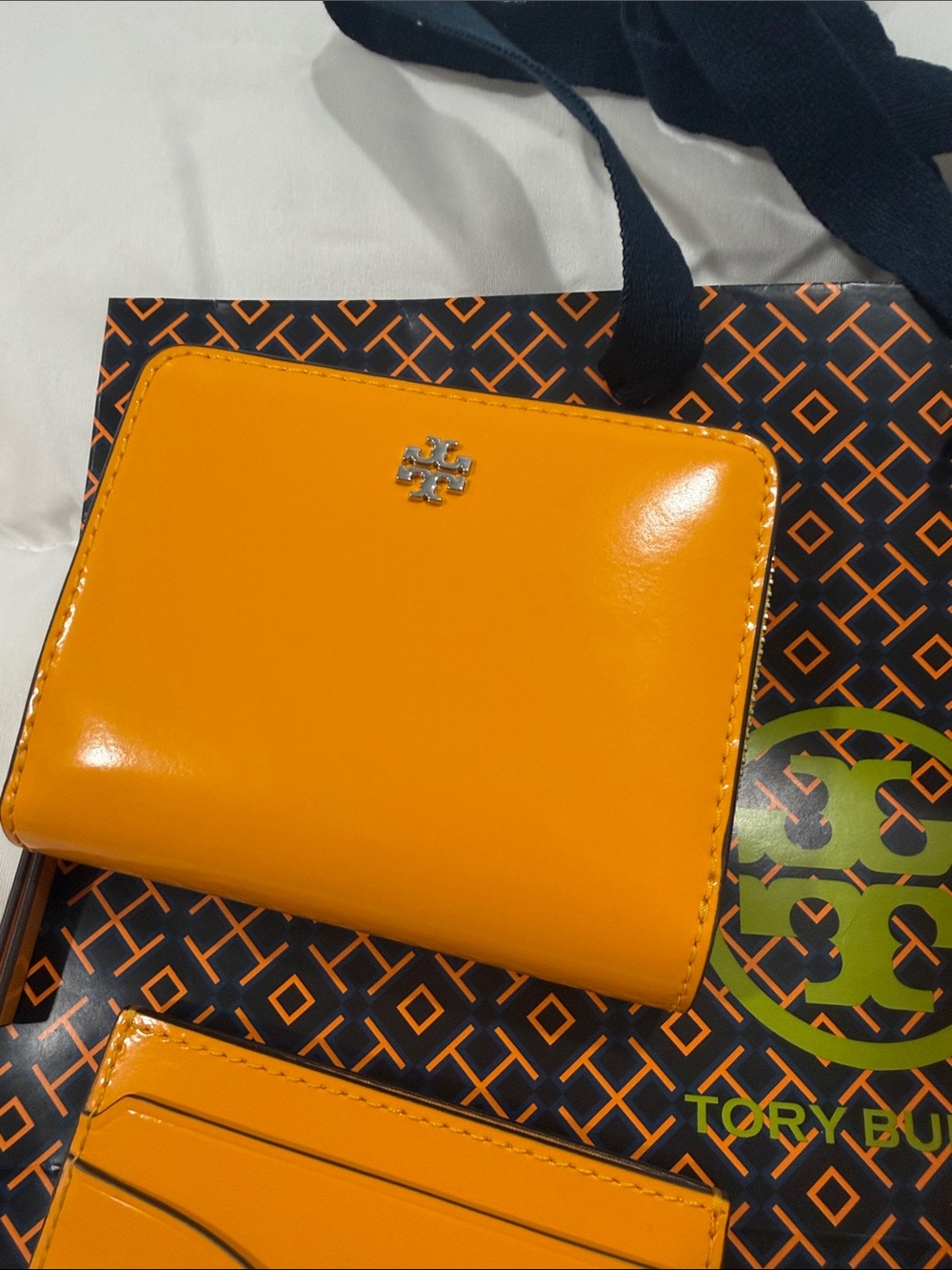 Tory Burch Handbag + Wallet + Card Case In Bright Squash - New - Picture 5 of 14